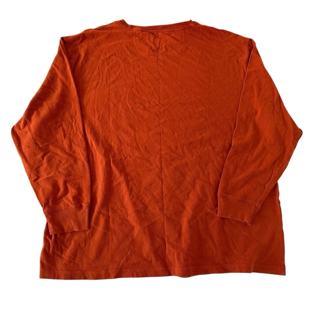 St. John's Bay Mens Long Sleeve Pullover Shirt 3XL Orange 100% Cotton Crew Neck